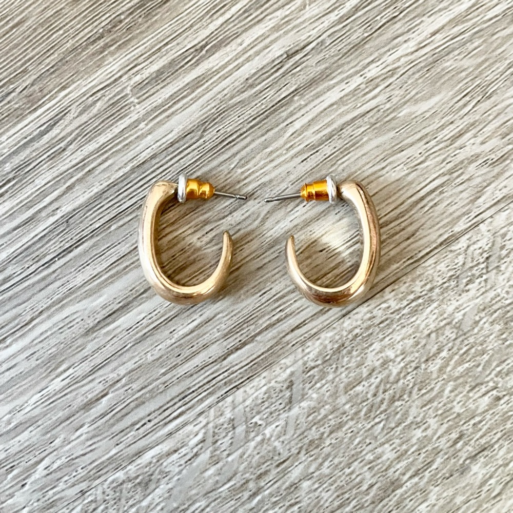 NEW yellow gold small hoop earrings